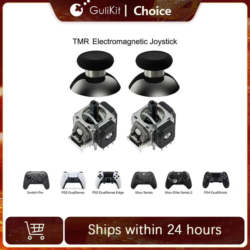 GuliKit ControllerAccessories Repair TMR Joystick with Stick Cap for PS4 PS5/PS5 Edge Gamepad for Switch Pro Xbox Series