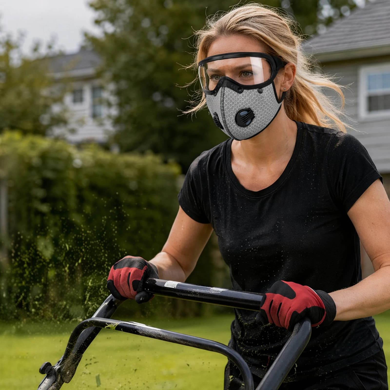 Reusable Carbon Filter Dust Mask with Adjustable Goggles & 10Pcs Filter Adjustable Respirator Mask Windproof for Woodworking