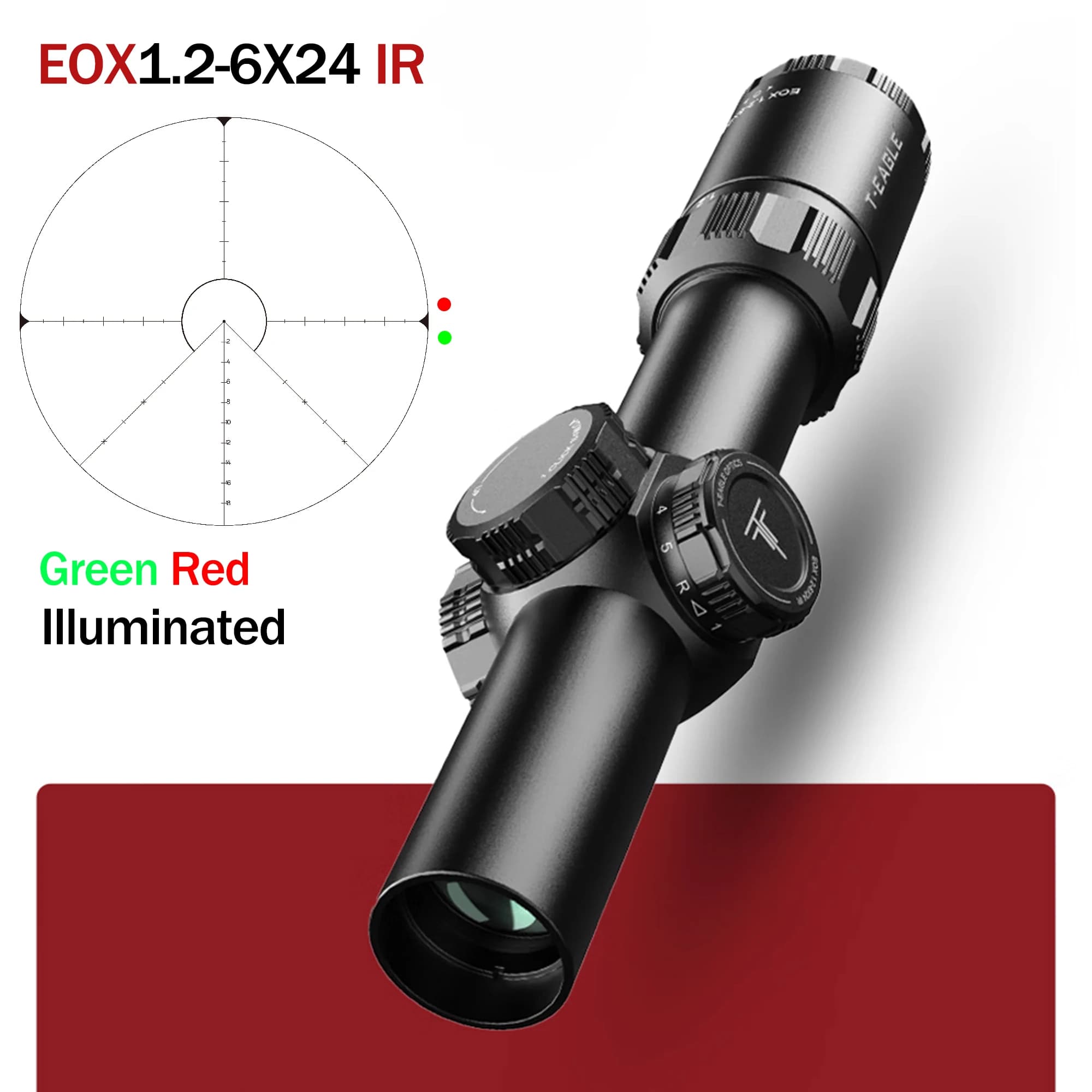 Cannocchiale EOX1.2-6 X24 IR per Tiro Sportivo, Mirino Telescopico per Caccia, Ottica per Airsoft PCP 11mm/20mm