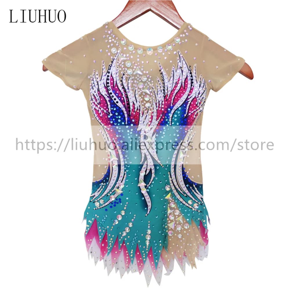 LIUHUO Donna Ragazza Prestazioni Ginnastica Ritmica Concorso Body Costume Artistico Pattinaggio Su Ghiaccio Vestito Danza Calzamaglia Bambini