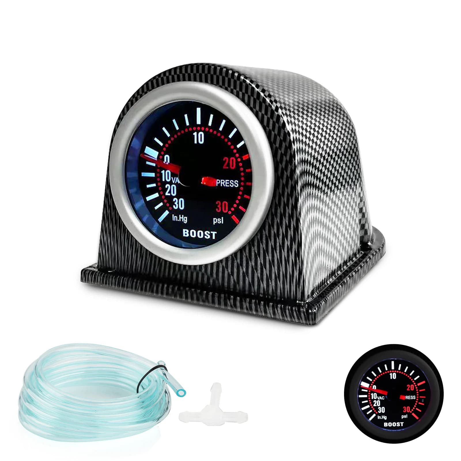 Auto universale 2 "52mm 0 ~ 30PSI Turbo Boost Vacuum Press manometro per Auto 0 ~ 30in HG LED Light