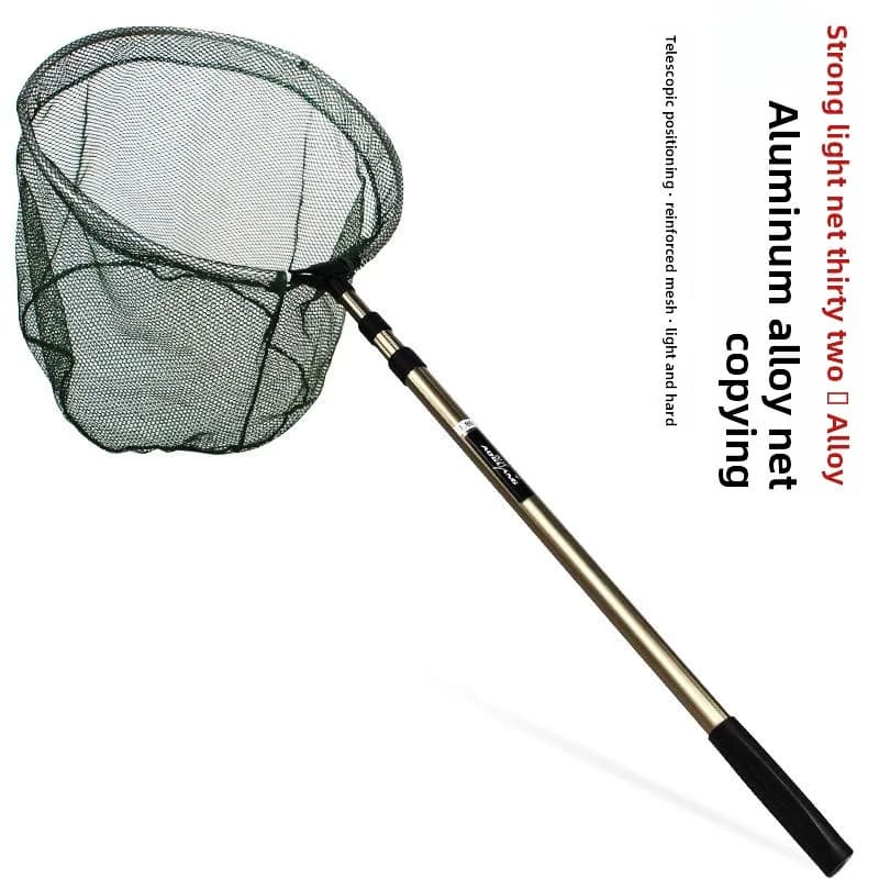 Aluminum Alloy Fishing Net with Retractable Rod Head Folding Fish Copying Net Fishing Gear Outdoor Camping Travel Supplies