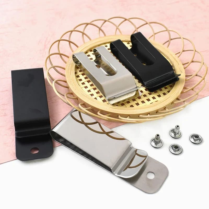 5/10/20Pcs Meetee Metal Belt Clip Buckle Spring Clasp Holster Sheath Waistband Wallet Pocket Double Holes Screw Rivet Hook Loops