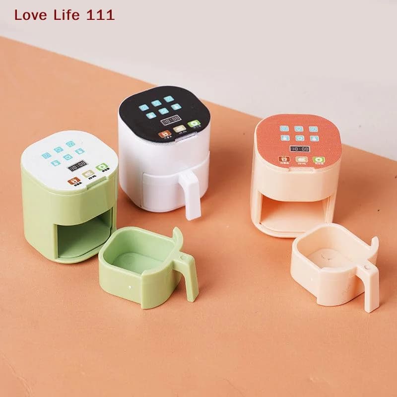 New Miniature Home Appliances for Doll House 1/12: Air Fryer, Beverage Distributor, Oven, Cooking, Vegetables