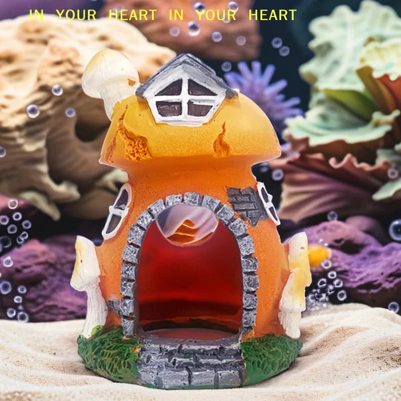 【X】Fish Tank Decor Fish Tank Ornament Fish Shrimp Hiding Shelter Mushroom Conch House Shelter Aquarium Landscaping Decoration