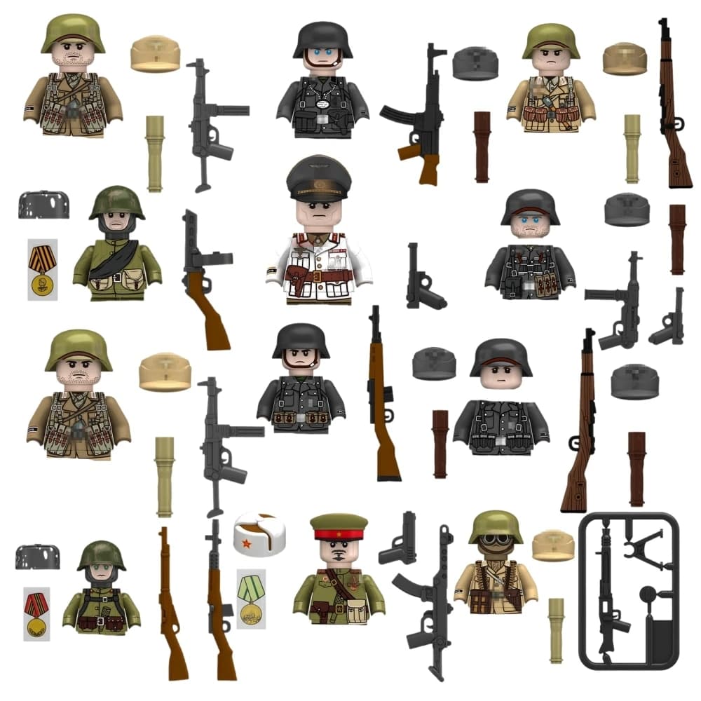 Uffari militari Infantaria sovietica privata Afrika Korps Building Blocks Modello Mattoni mini Action figure giocattolo Regalo giocattolo per bambini