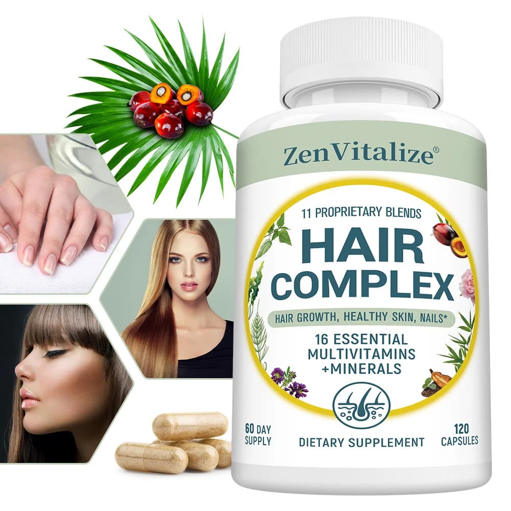 Integratore per la Crescita dei Capelli, con Biotina, Vitamina A, C, D, E, Zinco, Ferro, Promuove la Salute di Pelle e Unghie, Adatto sia per Uomini che per Donne