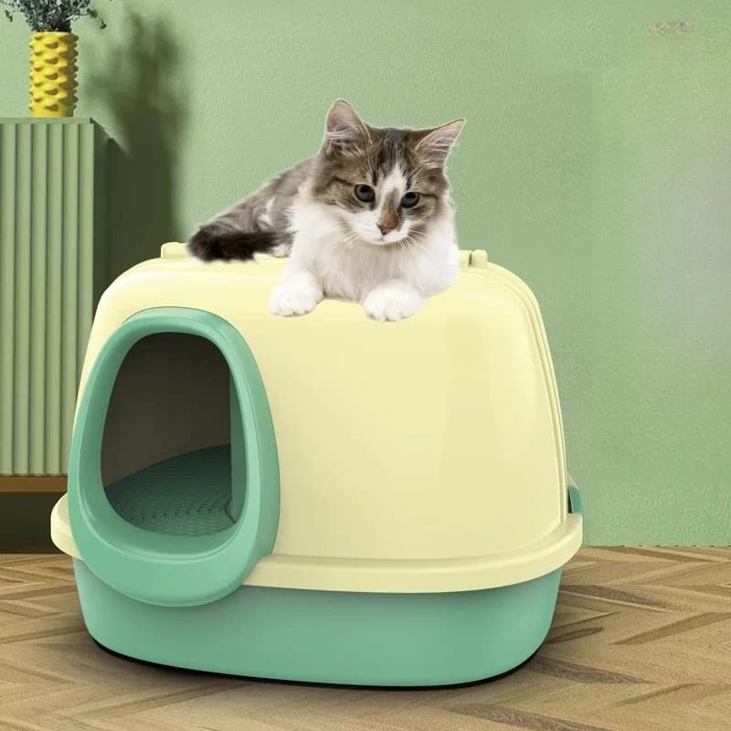 Lettiera per gatti di grande spazio completamente chiusa con canale S Toilette di grandi dimensioni per gatti Forniture per gatti Separazione Padelle per gatti portatili