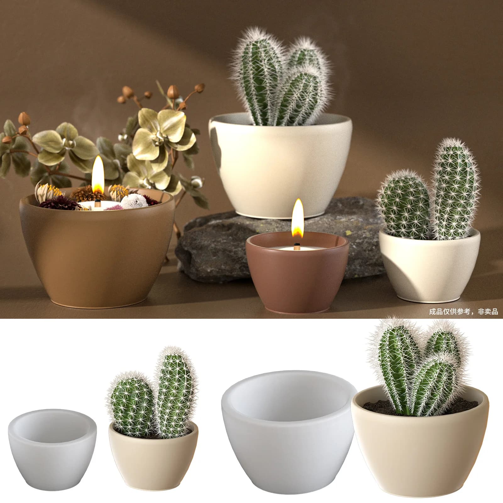 Flower Pot Silicone Mould for Cement and Gesso Plants for Desktop Decoration, Epoxy Resin Candle Holder, Storage Box, Clay Mold