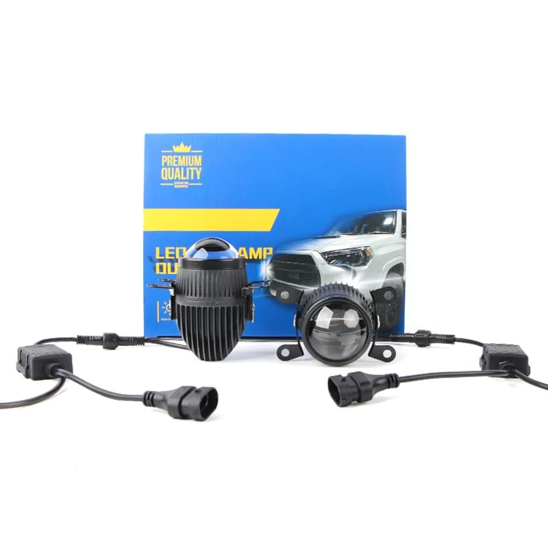 Luci a LED per auto Mini lente per proiettore Fendinebbia da 2 pollici Bianco 80W Fari a LED super luminosi Lente Fendinebbia a fascio alto e basso