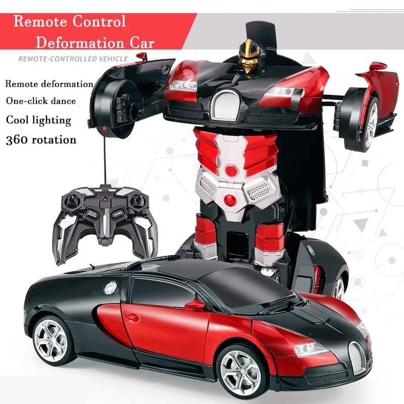 Robot di trasformazione per auto elettriche RC 2in1 Auto di deformazione con un tasto Modello di auto sportiva telecomandata per esterni Giocattoli per bambini