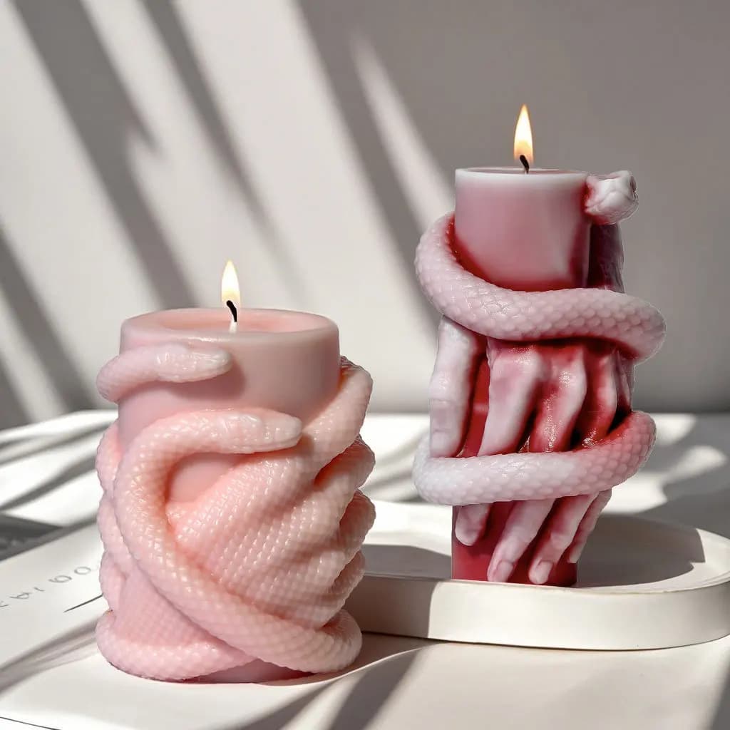 A Pair of Silicone Molds for Crafting Snake-Shaped Resin Items, Ideal for Creating Desktop Decorations, Scented Candle Additions, Perfect for Projects for Beginners, Gifts for The Back-To-School Season, Halloween Keepsakes, And Halloween Presents