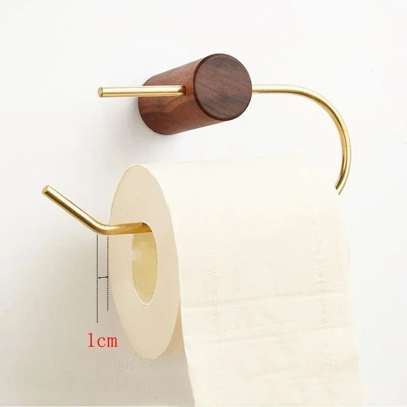 Portarotolo da Parete per Carta Igienica, Accessori Bagno, in Legno e Rame