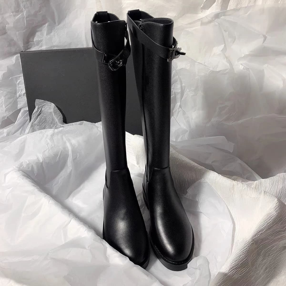 Autunno Inverno Caldo Nero Signore Ginocchio Alto Albero Scarpe Cosplay 2025 Nuovo Demi-stagione Stivali Lunghi da Donna Calzature Chic ed Eleganti