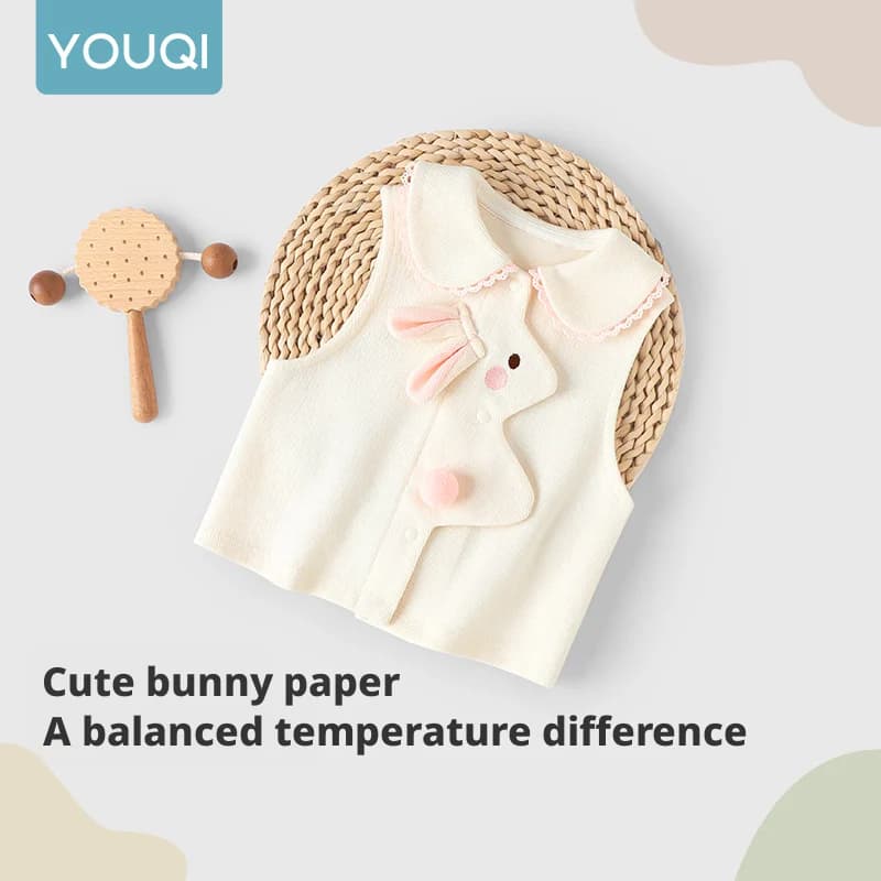 【Youqi】 Gilet per bambini cinese da 0 a 2 anni Abbigliamento primaverile Giacca senza maniche Gilet alla moda per ragazze Gilet autunnale e invernale per ragazze