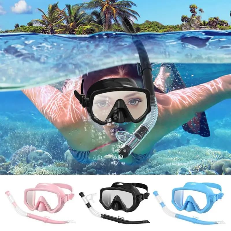 Snorkeling for immersion and panoramic glasses with wide view Adult snorkeling set Silicone swimming equipment set for water sports enthusiasts