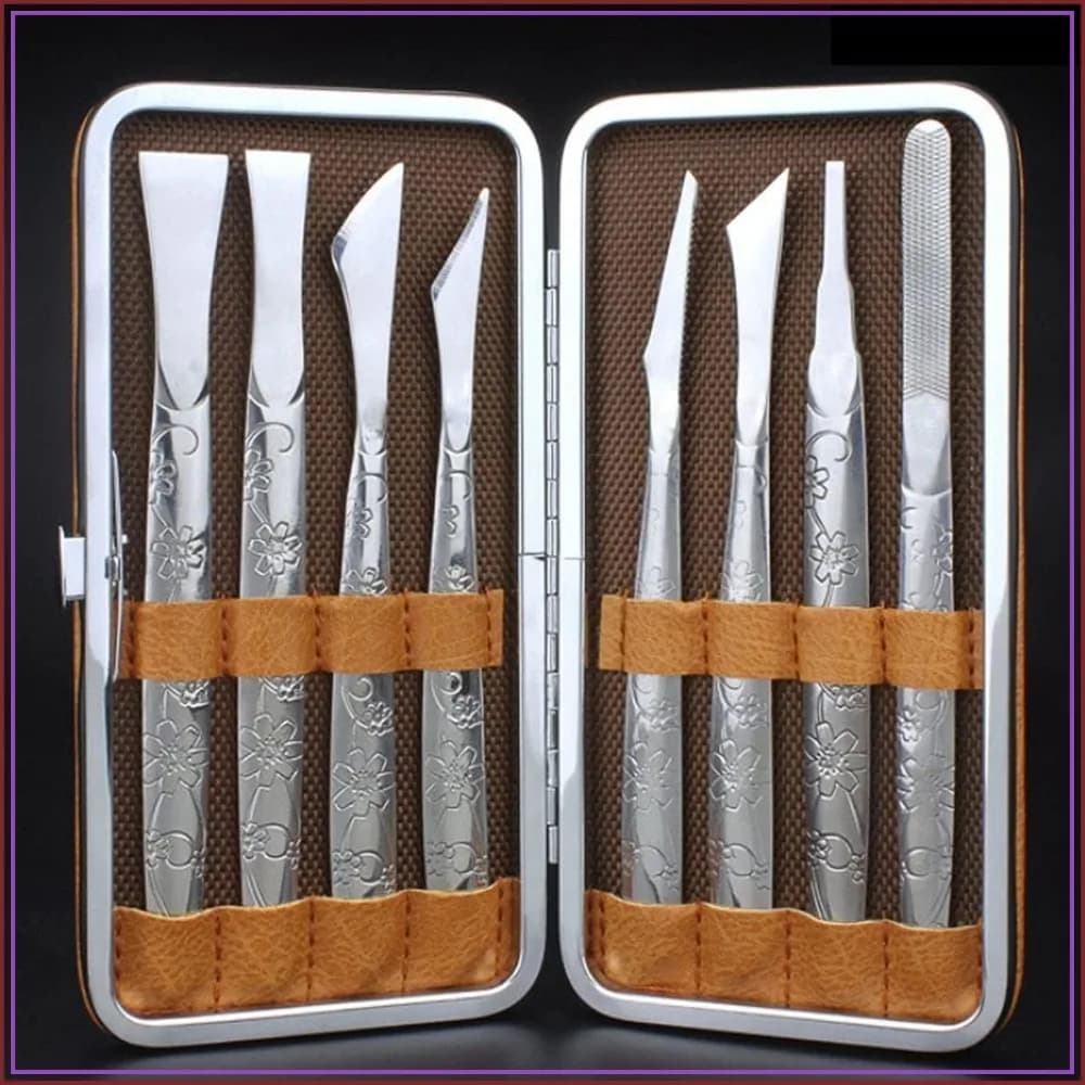 8PCS Exfoliating Knife Pedicure Set, Professional Nail Tool Kit, Foot File Care Set with Storage Box, Salon Pedicure Tools