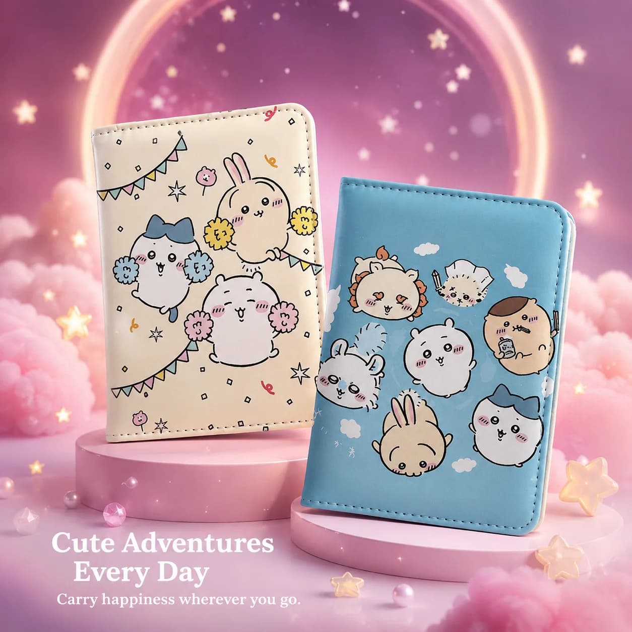Chiikawa Sweet Cartoon Passport Holder ID Document Case Protective Multifunctional Card Holder Travel Portable Organizer Wallet