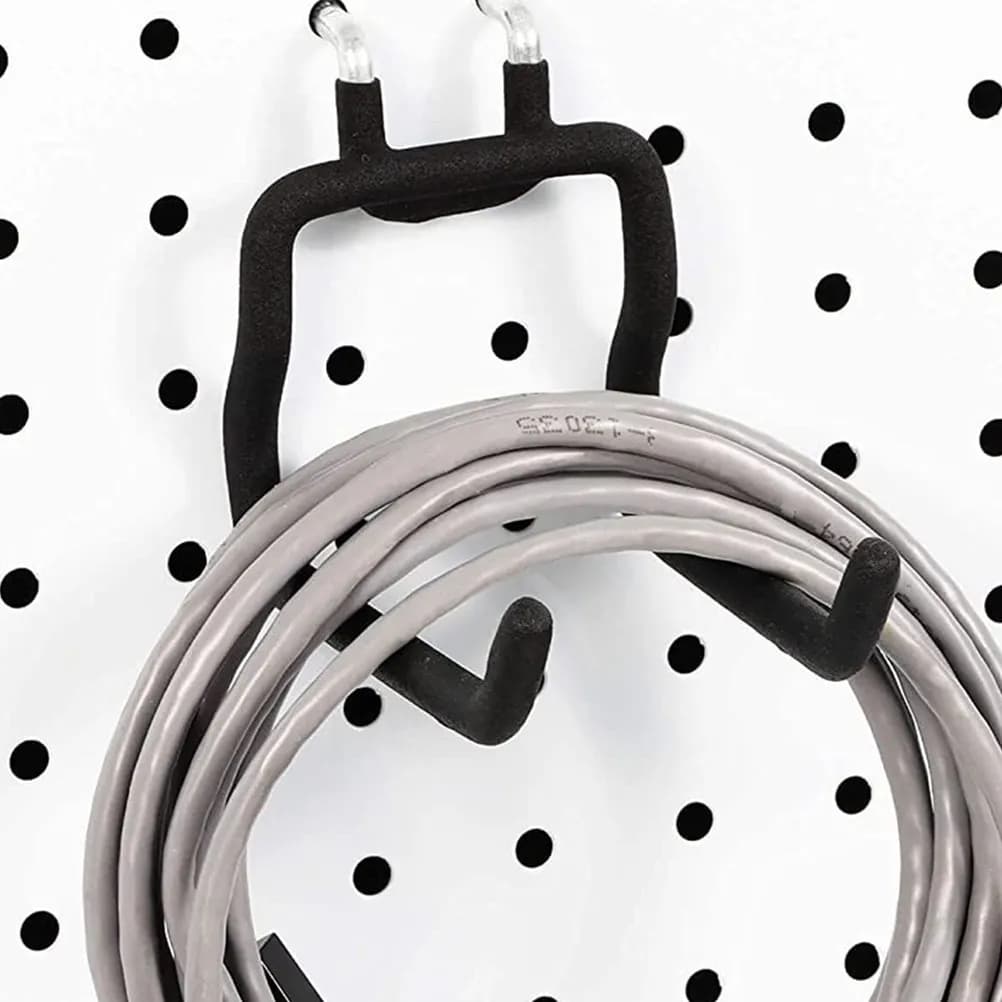 4Pcs Heavy-Duty Steel Rubber Pegboard Hooks Tool Organizer Set for Garage Workshop Shed Drill Plier Hair Dryer Hanging Utility