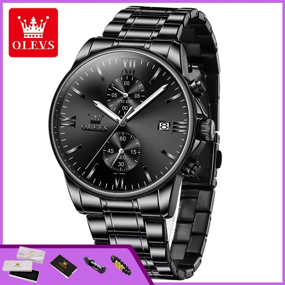 OLEVS 2886 Orologi al Quarzo Originali per Uomo, Elegante Cronografo con Data Automatica, Impermeabile, Luminoso, Orologio da Polso di Lusso