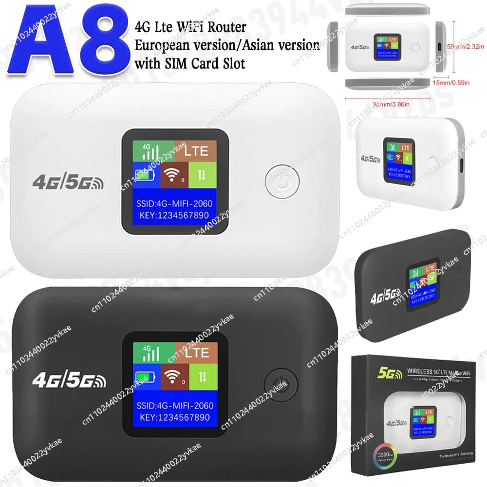 Router 4G portatile A8 con modem scheda SIM Hotspot WIFI Router wireless portatile 3000mAh Ripetitore Wifi 150Mbps per viaggi all'aperto