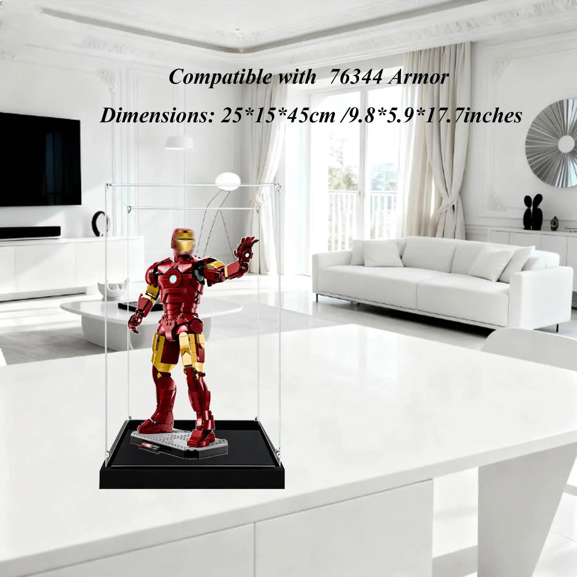 Vetrina in acrilico compatibile con i set di armature Lego 76344, vetrina antipolvere, vetrina per scatola di immagazzinaggio (solo scatola di visualizzazione)