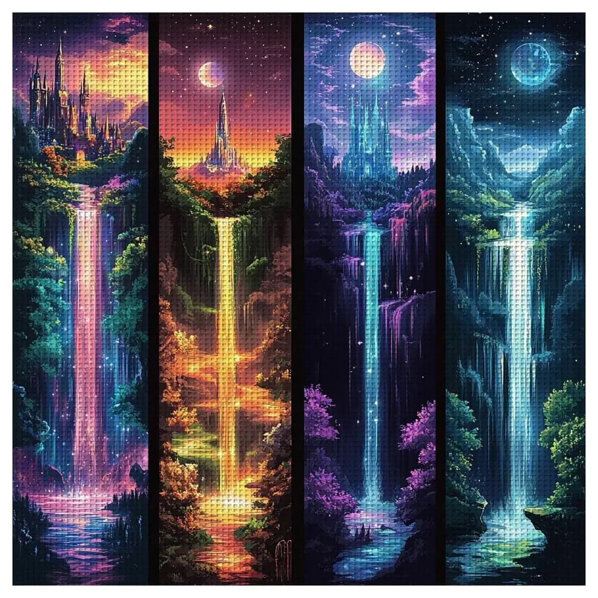 1pc 30X30CM/11.8inch Waterfall Stamped Cross Stitch Kit DIY Kit 11/14/16CT DIY Embroidered Set DIY Cross-Stitch Set Joy Sunday