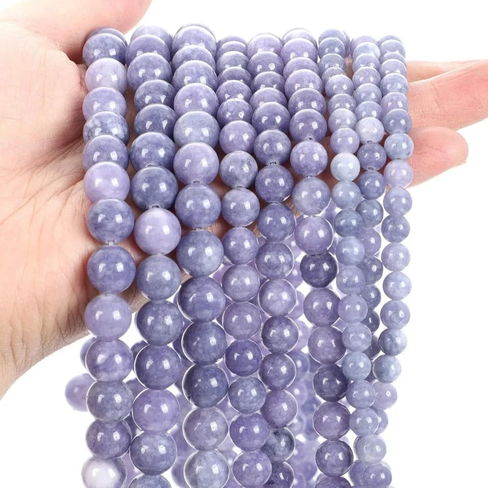 2strands 4mm-12mm Natural Purple Angelite Stone Beads Round Loose Beads for Jewelry DIY Making Necklace Bracelet Earring Accessories 15inches