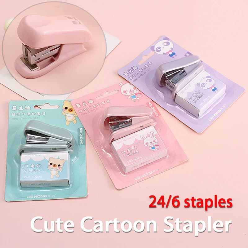Carino Mini Cucitrice Cucitrice Portatile 400 Pz Standard 24/6 Graffette Clip Cucitrice 20 Lenzuola Capacità di Carta Cucitrice Desktop per Ufficio