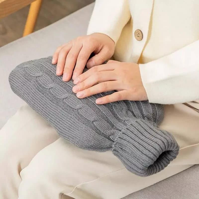 1pcsGray Hot Water Bottle Cover - Cozy Warmth, Durable Polyester, No Electricity Needed, Perfect for Home&Office Use