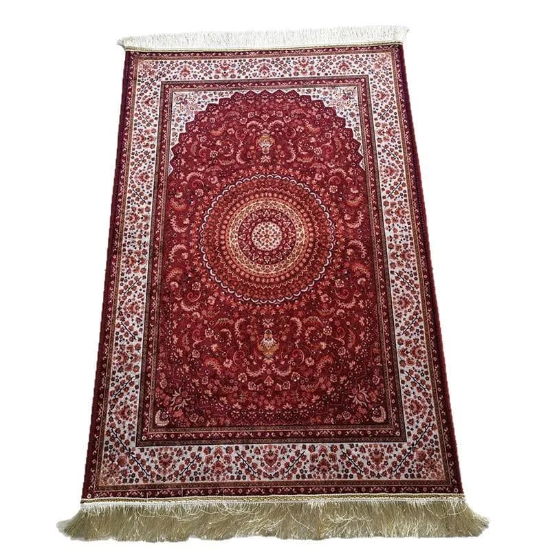 Tappeto da Preghiera in Pile Spesso con Stampa Diamantata Dorata, Antiscivolo, Morbido, Quadrato, per Soggiorno