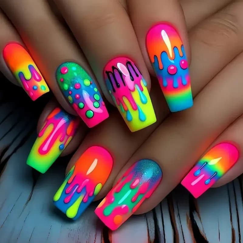24 pcs/set short Middle Long fake nails for women almond square ballet tips cute animals star eyes Y2K press on fake nails