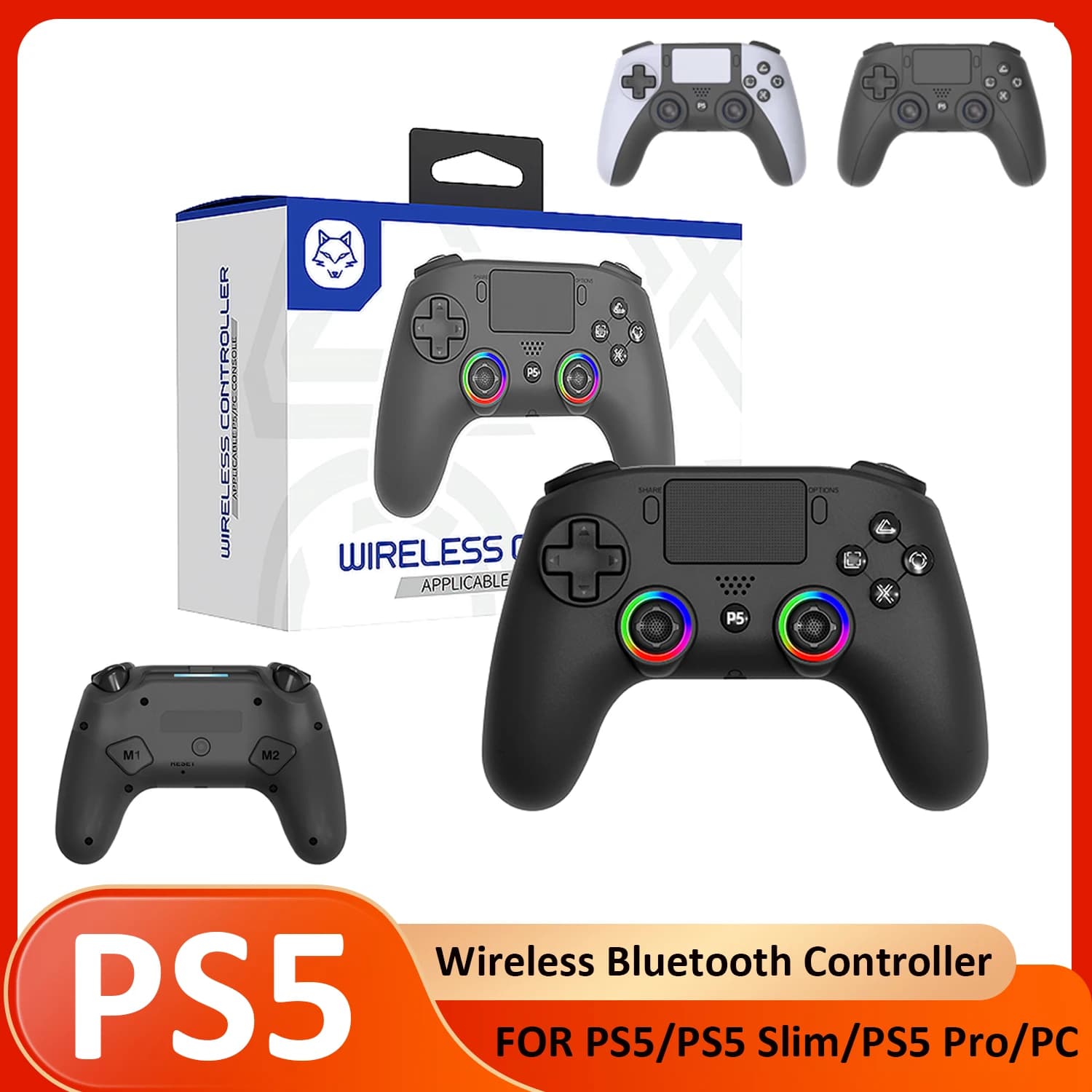 Per PS5 Controller di gioco Bluetooth wireless con touchpad a doppia vibrazione Gamepad per PS5/PS5 Slim/PS5 Pro/PC Accessori per gamepad