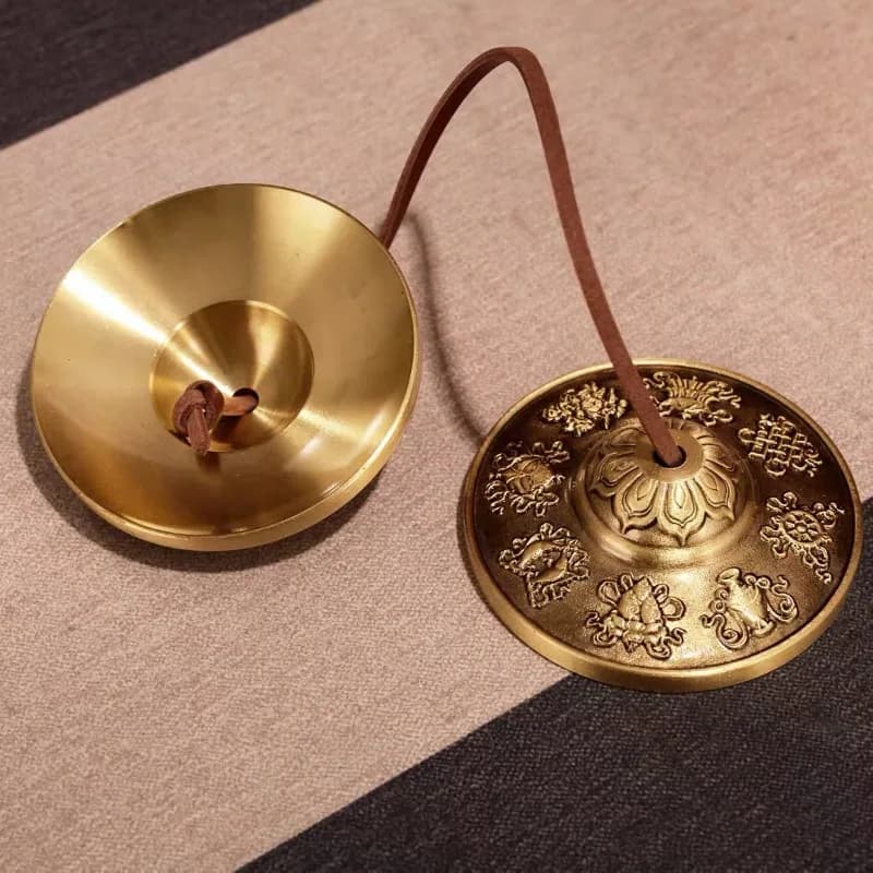 Nepalese Brass Tinkle Bell Nepal Meditation Portable Hand Bells Sound Healing Handmade Tibetan Bell Orff Musical Instruments