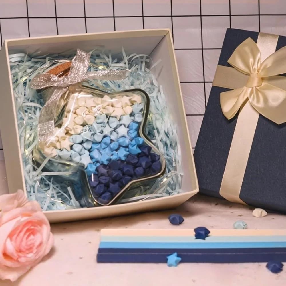 Paper Star Five Pointed Star Bottle Gift Box Kawaii DIY Origami Stars Paper Strips House Decoracion Decorative Paper