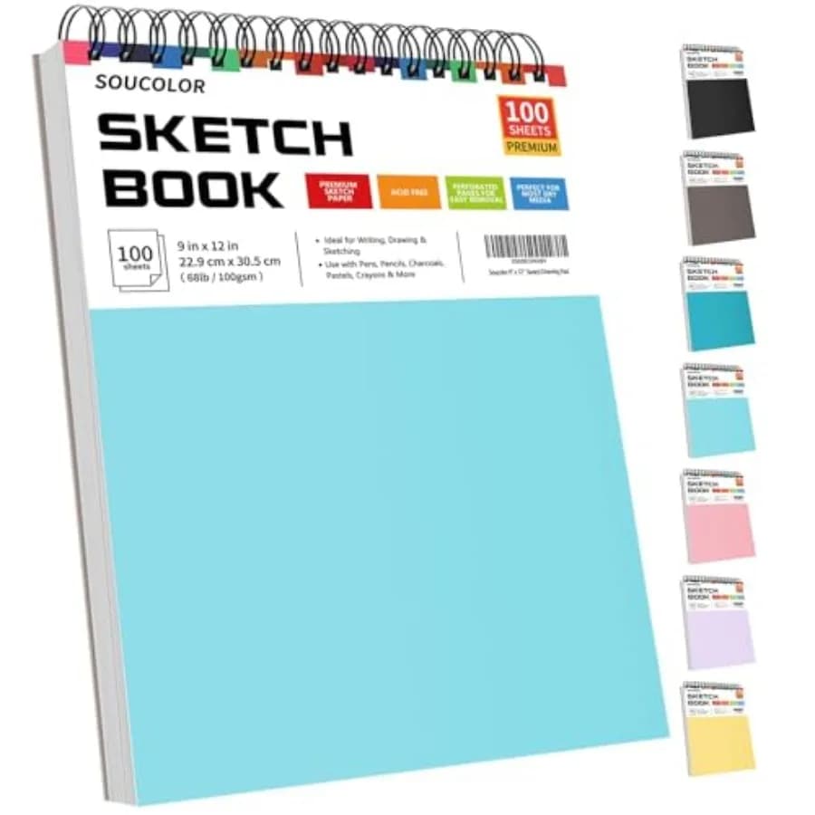 Spiral Bound Blank Sketch Notebook Journal Book- 1-Pack 100 Sheets Acid-Free 68lb/100gsm Paper, Art Sketchbook for Painting, Do