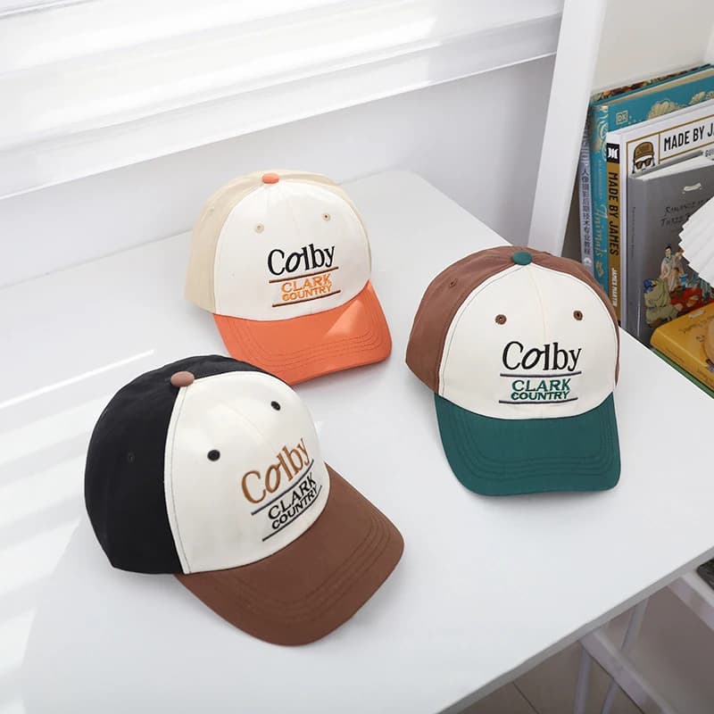 Fashion Color Block Children Baseball Hat Letter Kids Duck Tongue Cap 4-10Year Boy Girl Sunscreen Visor Cotton Casual Peaked Cap