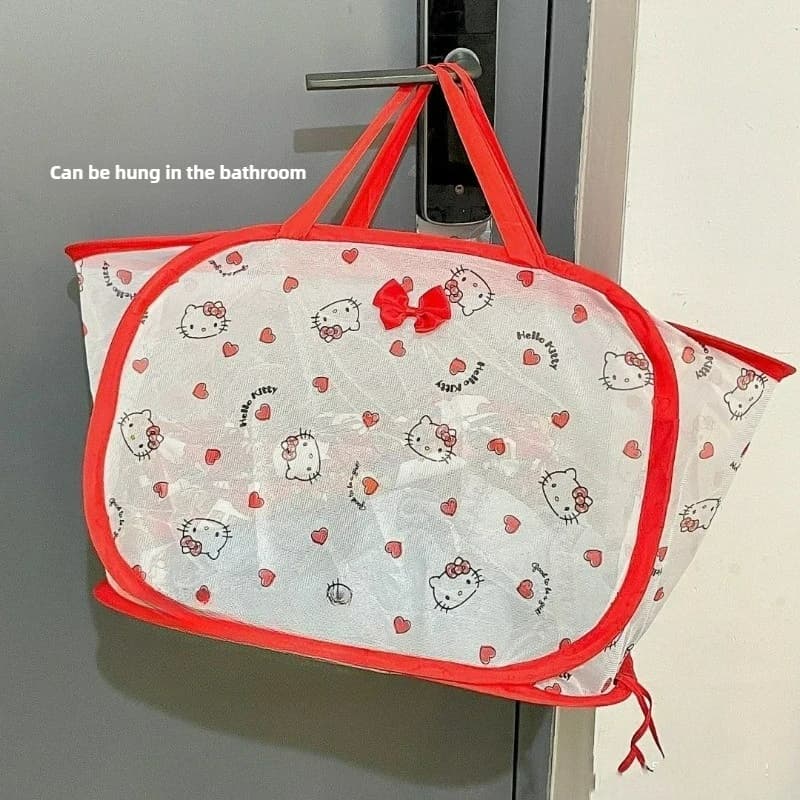 Foldable Hanging Bag for Cartoon Kitten, Container for dirty clothes, linen basket, basket for dirty clothes