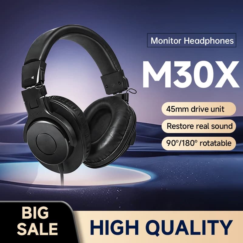 Cuffie Professionali da Studio Sanpusen ATH M30X Ideali per Riproduzione Audio Accurata e Lunghe Sessioni di Ascolto