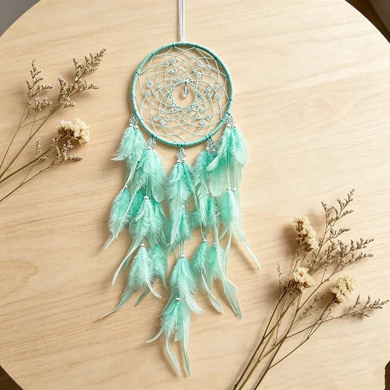 Pink Feathers Dream Catcher Wall Hangings Decorations With Beads Large Door Pendants Handmade Wind Chime For Girl Holiday Gifts