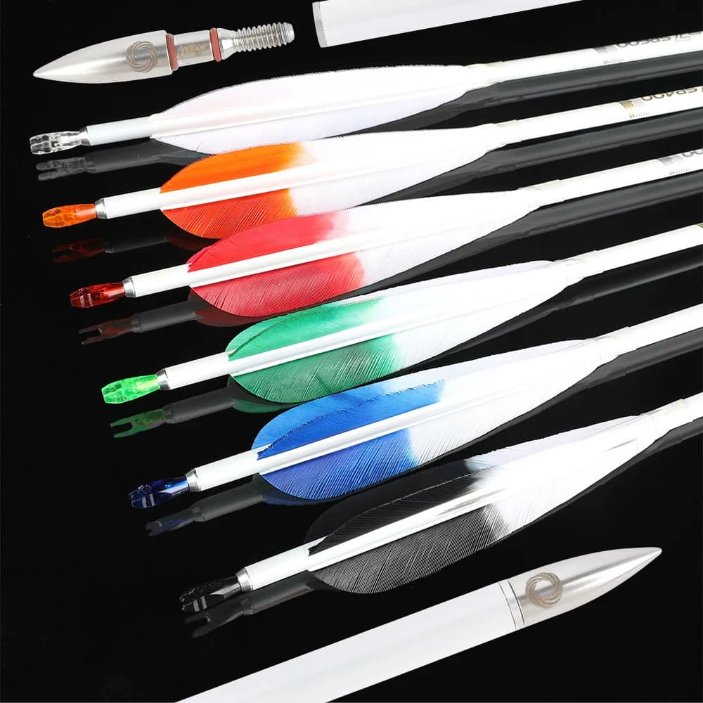32 Inch Pure Carbon Arrow Archery 6/12pcs Spine 400 500 600 700 800 ID 6.2mm Shaft Recurve Compound Bow Hunting Target Shooting