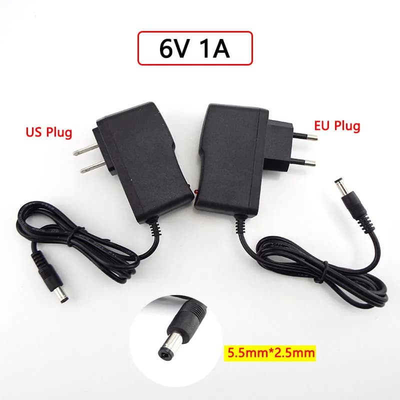 6V 1A Adapter Power Adapter DC Power 1000mA 100-240V Power Adapter Power Adapter with Luminous Indicator for LED Strip Lamp EU/USA