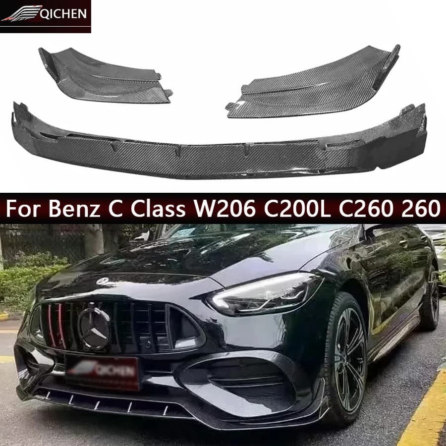 Per Mercedes Benz Classe C W206, Labbro Anteriore in Fibra di Carbonio, Diffusore Paraurti Anteriore, Spoiler Anteriore, Accessori Auto, Kit Carrozzeria