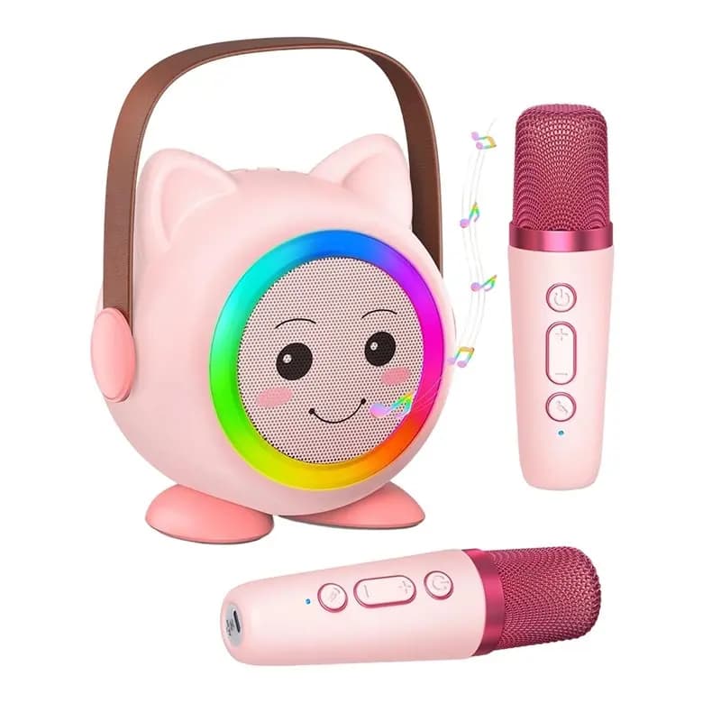 Mini macchina per karaoke per bambini Macchina per karaoke wireless per bambini con 2 microfoni wireless Regali di compleanno