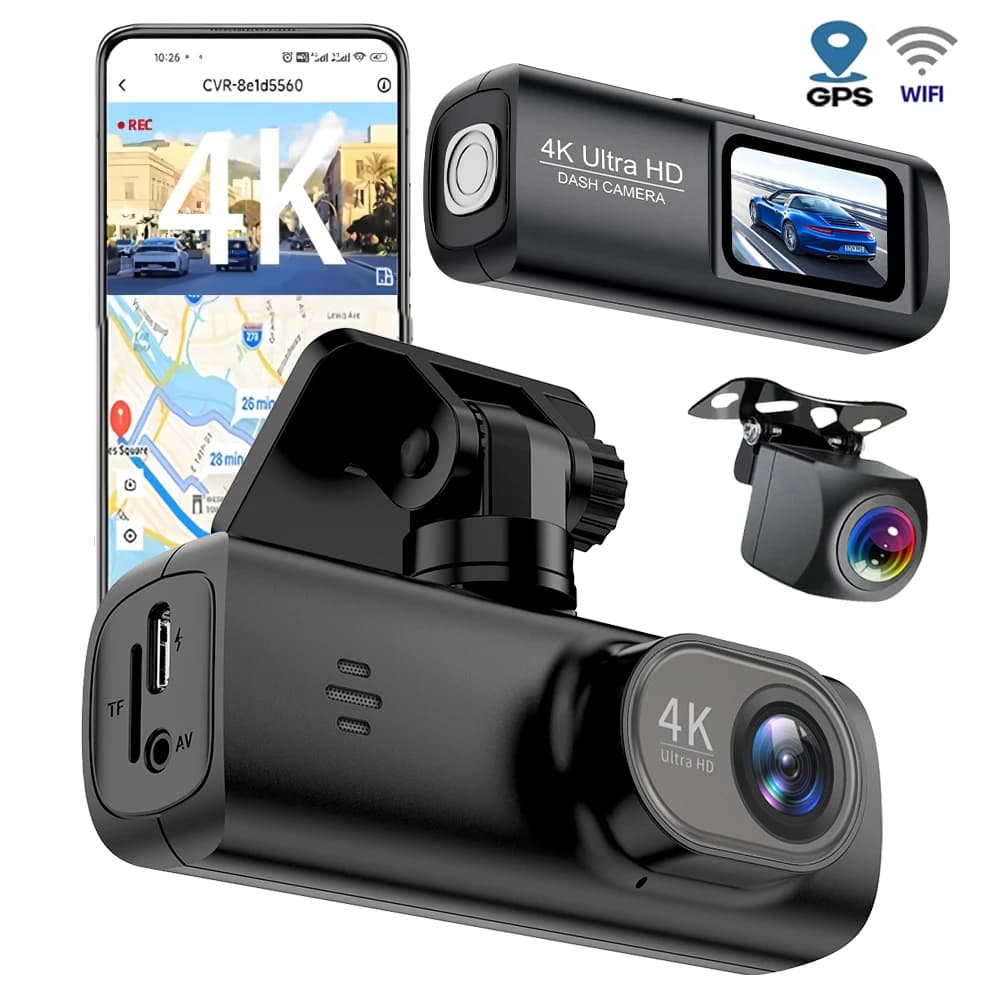Soam 4K WiFi Dash Cam Mini CAR DVR Double front and back lens with 1080P Black Box Night vision room Parking monitor