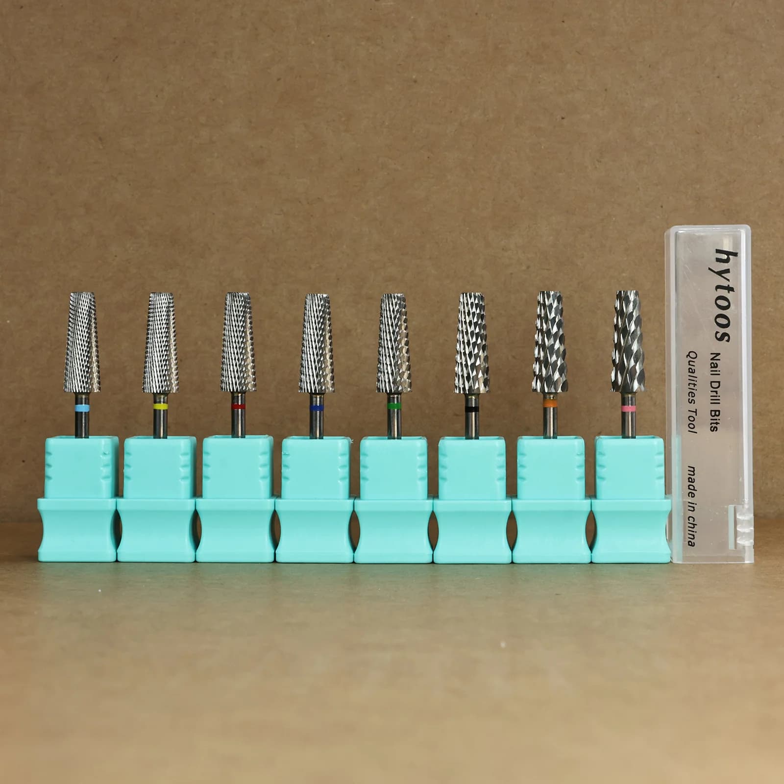 HYTOOS Safety Chamfer Tapered Nail Drill Bits Professional Electric Carbide Dust Proof Bits for Acrylic Nails Gel Removal Tool