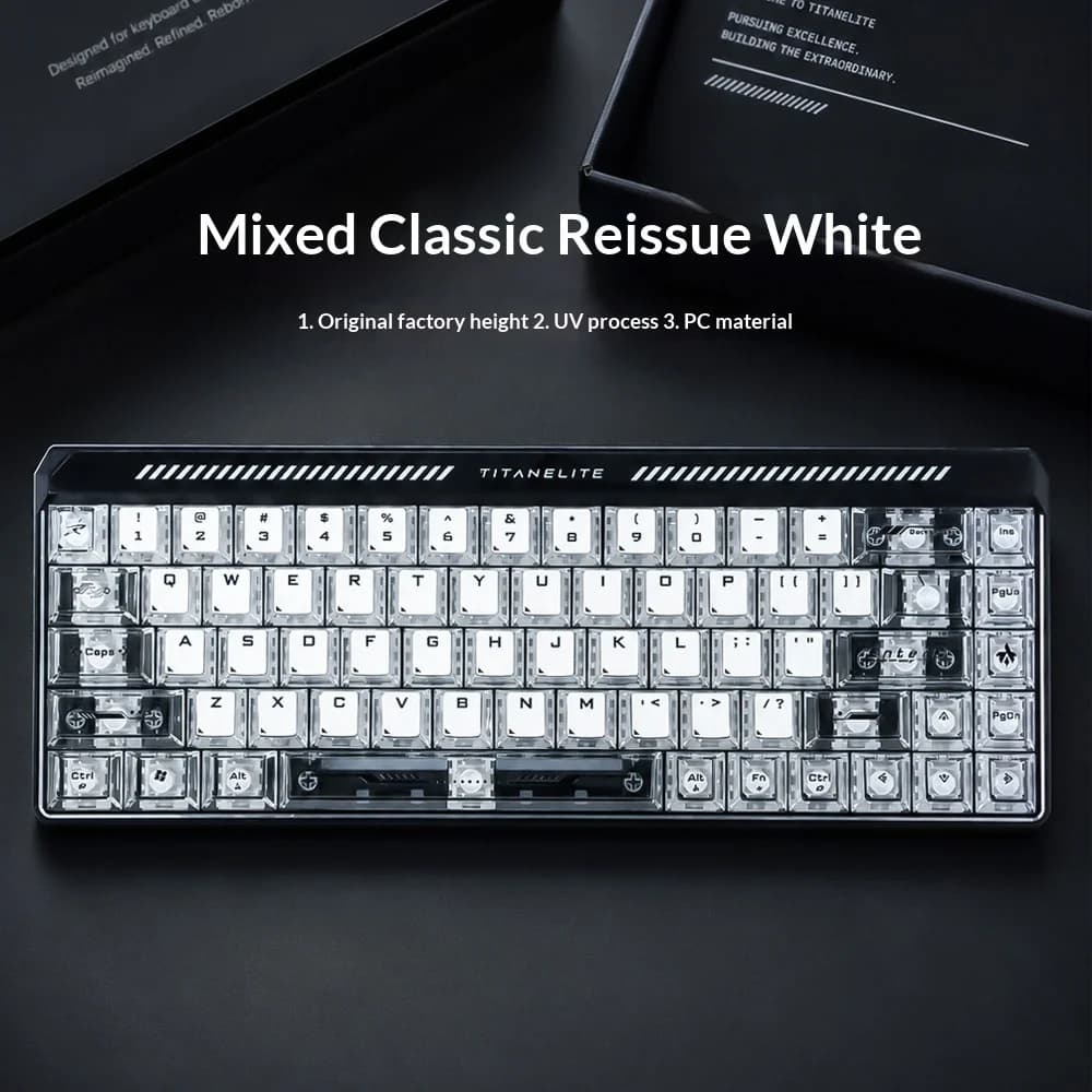 Classic Replica Mixed Dual-color PC Full Transparent Keycaps Cherry Profile for Mechanical Keyboard