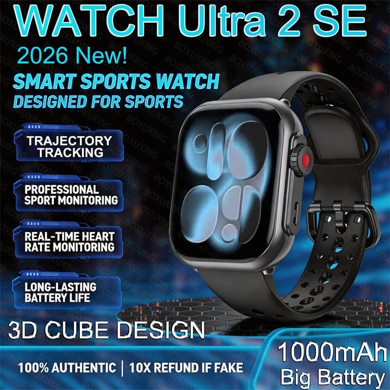 Smartwatch 2026 Fashion New Ultra 2 SE for Men and Women, 1000mAh, AMOLED, Cardiofrequenzimetro, GPS, 100+ Sport, HD calls, Compatible with iOS and Android