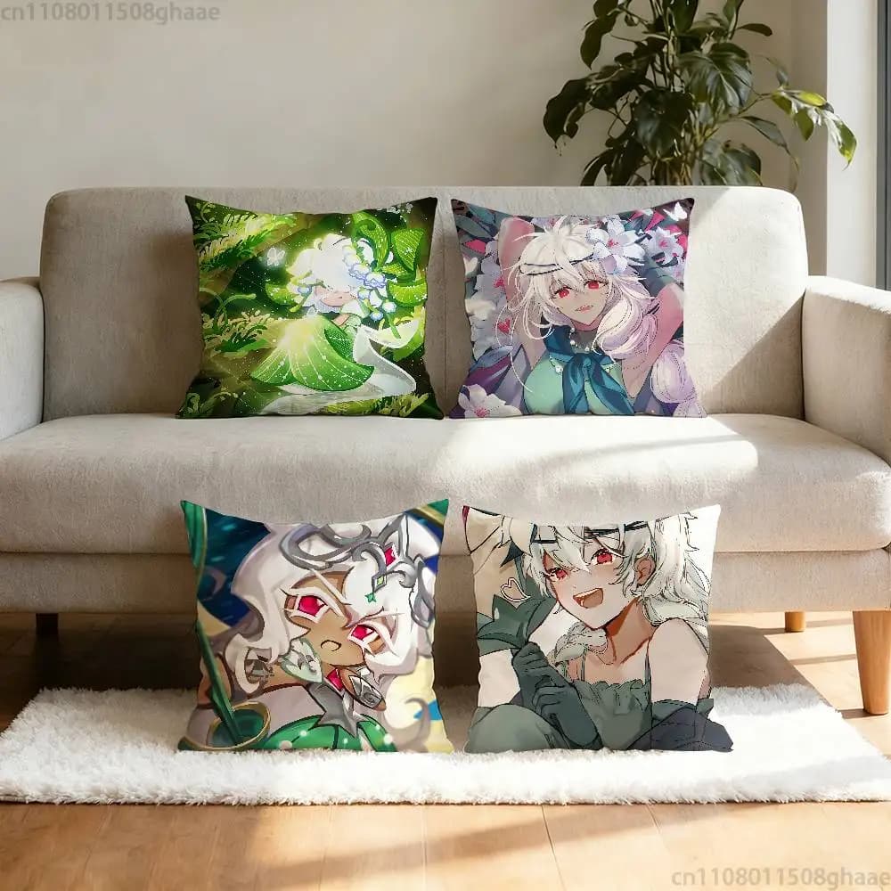 Run Kingdom White Lily C-Cookie pillow case, dustproof, with invisible zipper, in soft plush, for sofa.