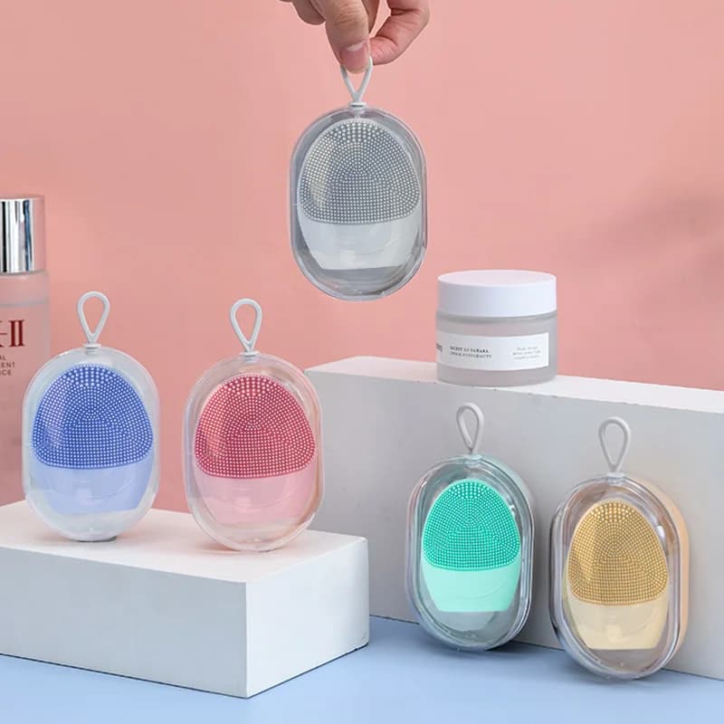 Spazzola per Pulizia Viso Portatile a Ultrasuoni con Ioni in Silicone, Impermeabile, Massaggiatore Vibrante per la Cura della Pelle